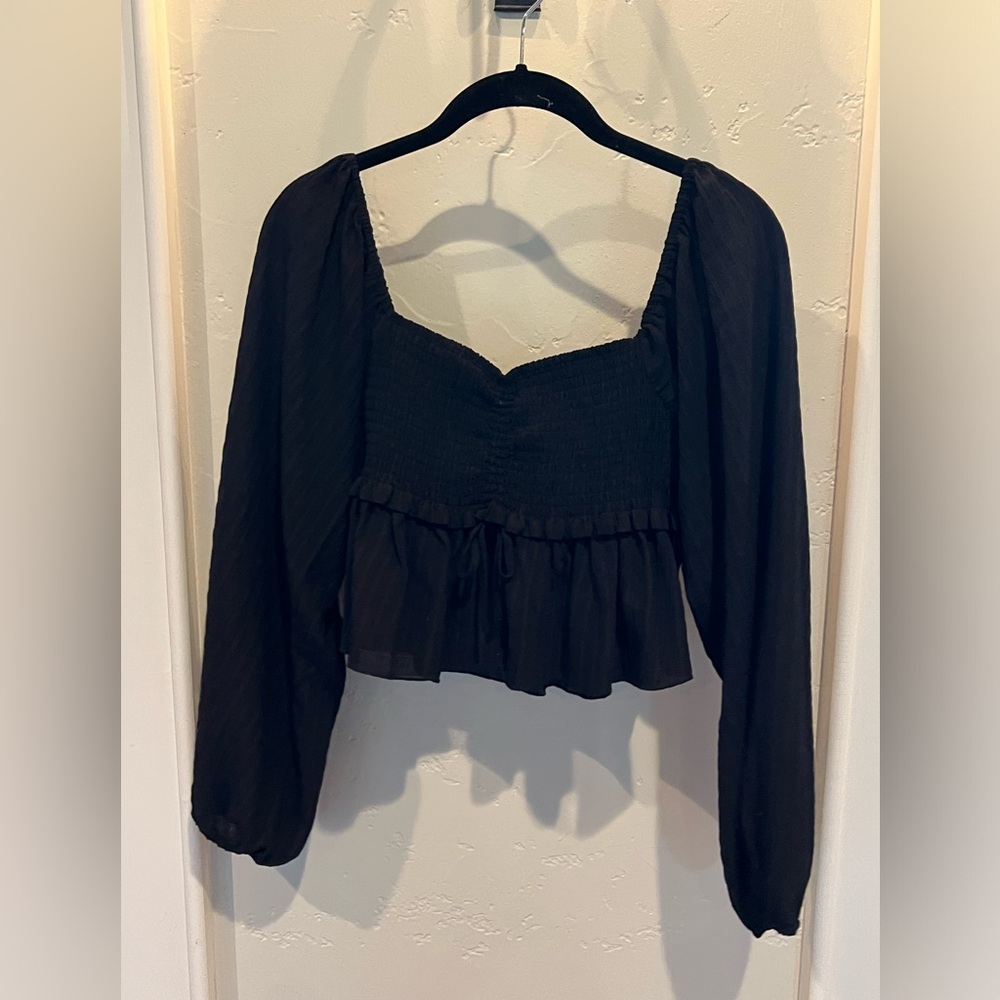 Black Ruffle Long Sleeve